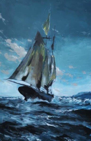 Ölgemälde Meer: Segelschiff 10 - Maritim von Clemens Groth, 2025