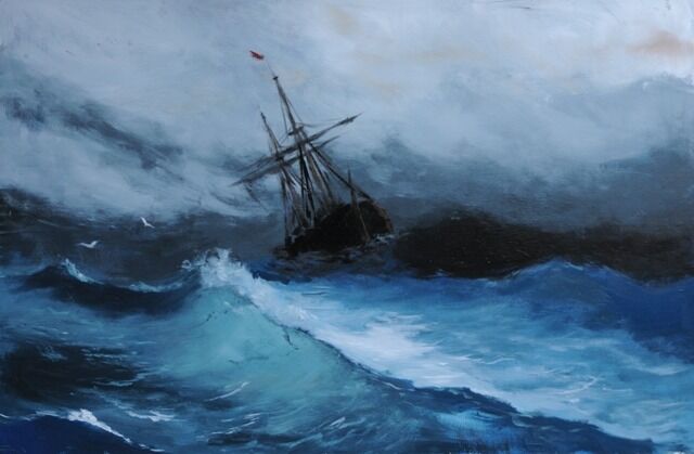 Gemälde Meer - Seestück 1 von Clemens Groth, 2016, Acryllack auf Holz, 180x110cm