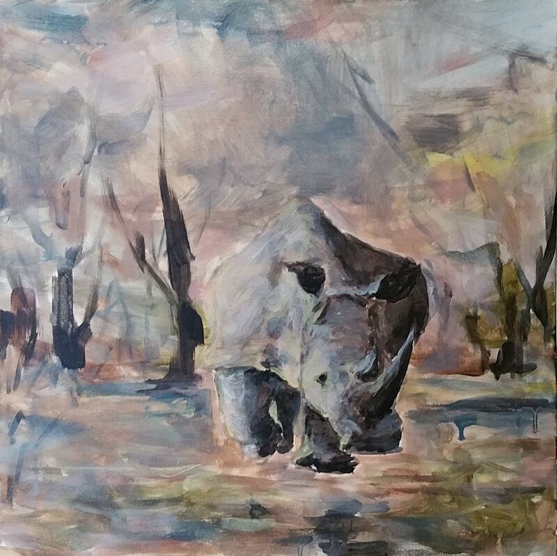 Quadratische Landschaft - Landschaft von Clemens Groth, 2016, Acryllack auf Leinwand, 50x50cm