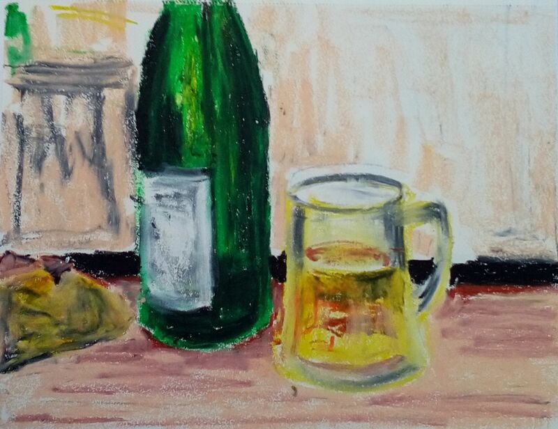 Feierabendbier - Portraits von Clemens Groth, 2017, Pastellkreide auf Papier, 28x22cm