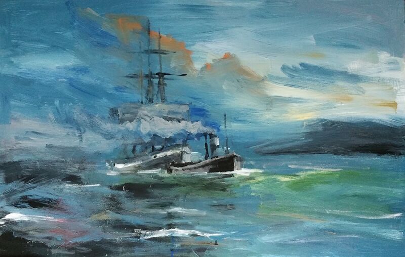 Auf See - Maritim von Clemens Groth, 2018, Acryllack auf Hartfaser, 82x121.5cm