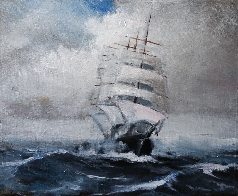 Gemälde Meer - Seestück 3 von Clemens Groth, 2018, Acryllack auf Leinwand, 48x58cm