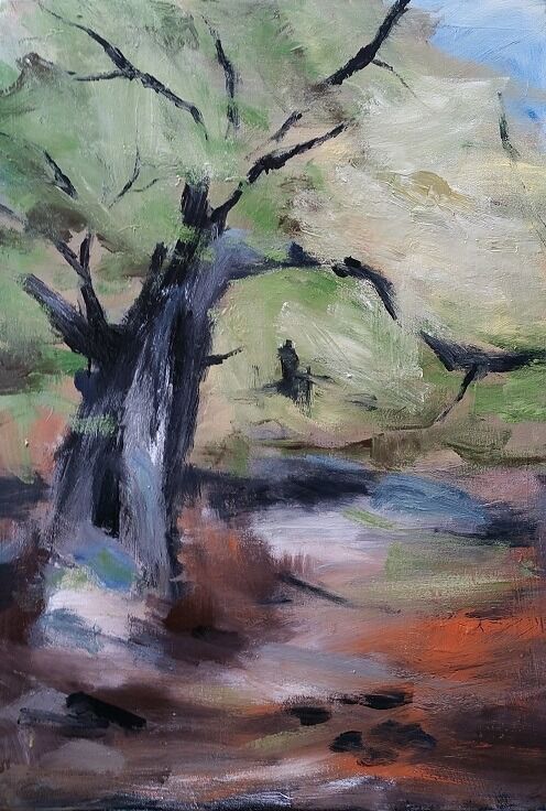 Eiche - Landschaft von Clemens Groth, 2018, Acryllack auf Leinwand, 100x70cm