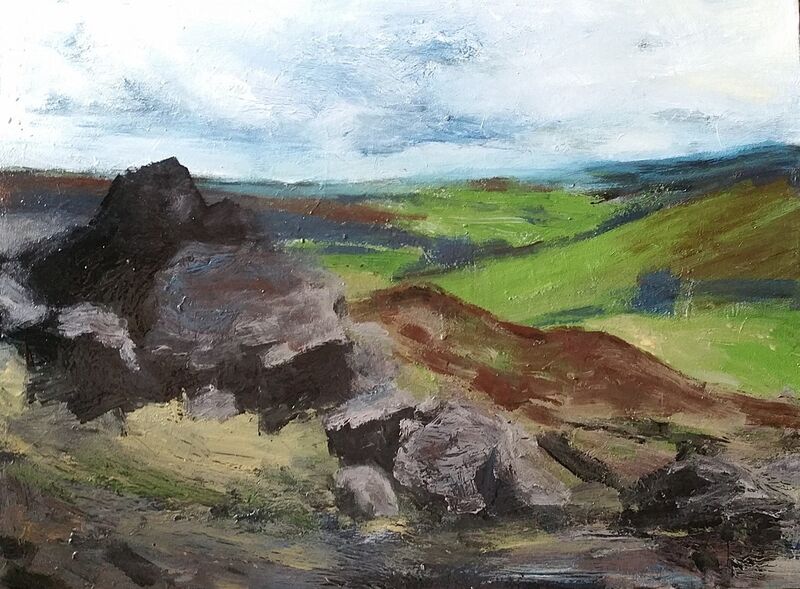 Vaine Stones - Landschaft von Clemens Groth, 2020, Acryl auf Holz, 50x70cm