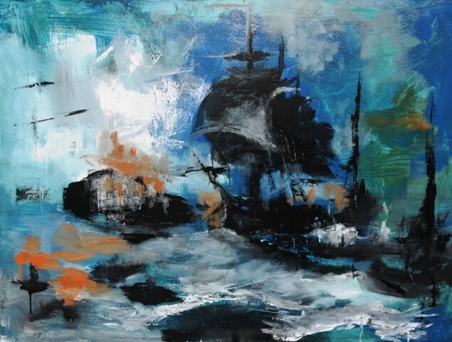 Gemälde Meer - Grosse Landschaft von Clemens Groth, 2016, Acryllack auf Leinwand, 90x70cm