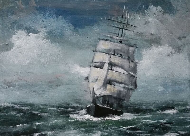 Segelschiff 7 - Maritim von Clemens Groth, 2018, Acryllack auf Leinwand, 40x50cm