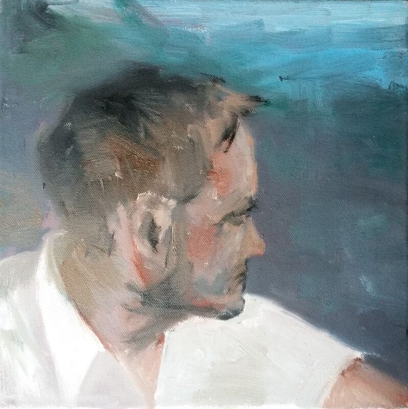 Ölgemälde Meer: Selbstporträt des Künstlers - Clemens Groth, 2018, Öl auf Leinwand, 30x30cm