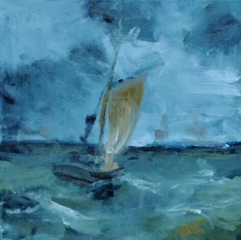Kleine Quadratkomposition - Maritim von Clemens Groth, 2016, Acryllack auf Leinwand, 40x40cm